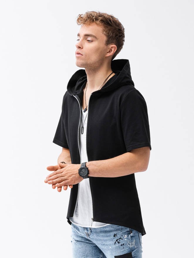 Mens-zip-up-sweatshirt-with-short-sleeves-black-B960-13508